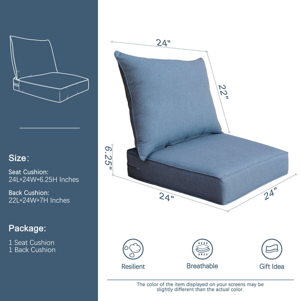 BOSSIMA Sunbrella Outdoor Patio Cushions Deep Seat Chair Cushions Furniture Cushions Spectrum Indigo Navy Blue