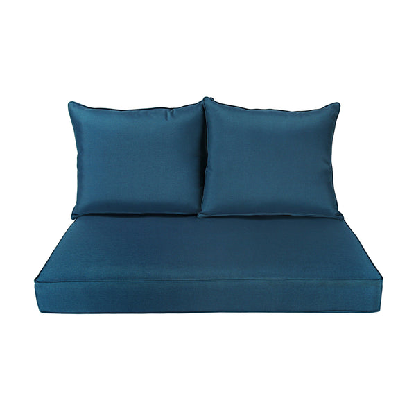 Patio Furniture Cushions Deep Seat Loveseat Cushion Olefin Teal Blue