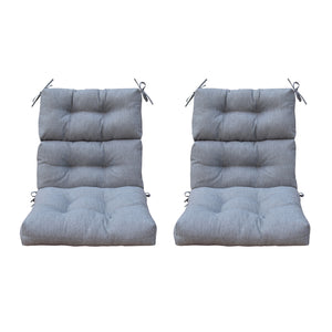 Outdoor Patio High Back Chair Cushions Tufted Square Corner Olefin Charcoal Grey Set of 2