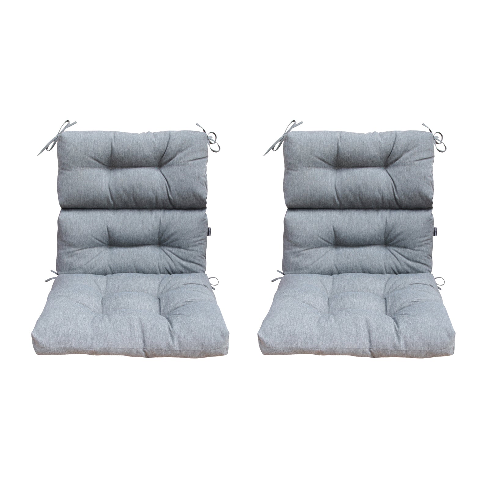 Outdoor Patio High Back Chair Cushions Tufted Square Corner Olefin Light Grey Set of 2