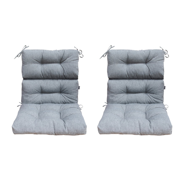 Outdoor Patio High Back Chair Cushions Tufted Square Corner Olefin Light Grey Set of 2