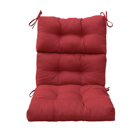 Outdoor Patio High Back Chair Cushions Tufted Square Corner Olefin Red