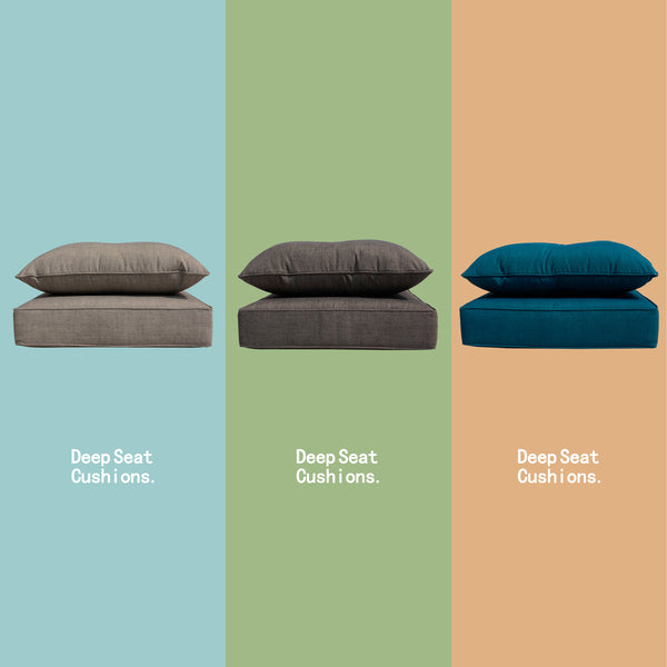 Indoor/Outdoor Deep Seat Chair Cushion Set, 1 Seat Cushion and 1 Back Cushion Teal Blue