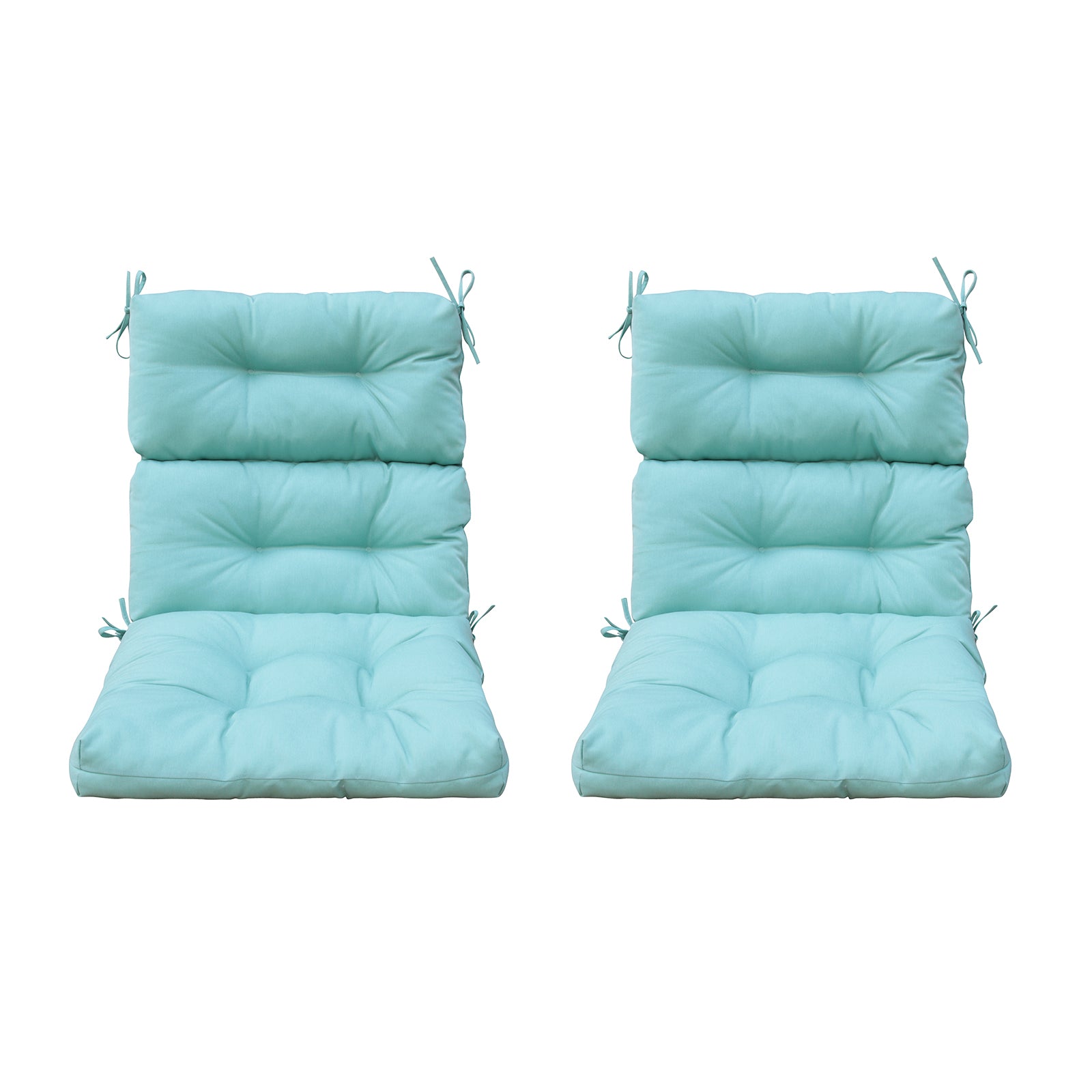 Outdoor Patio High Back Chair Cushions Tufted Square Corner Olefin Light Blue Set of 2