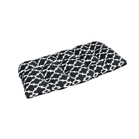 Indoor Outdoor Swing Bench Loveseat Cushion Tufted Patio Seating Cushions Black/White Flower