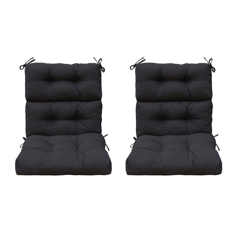 Outdoor Patio High Back Chair Cushions Tufted Square Corner Olefin Mixed Black/Grey Set of 2
