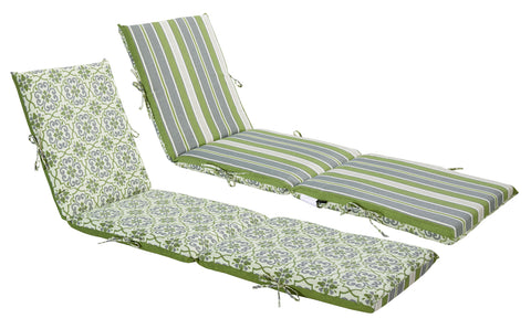 Green/Grey Damask/Striped Chaise Lounge (Reversible)