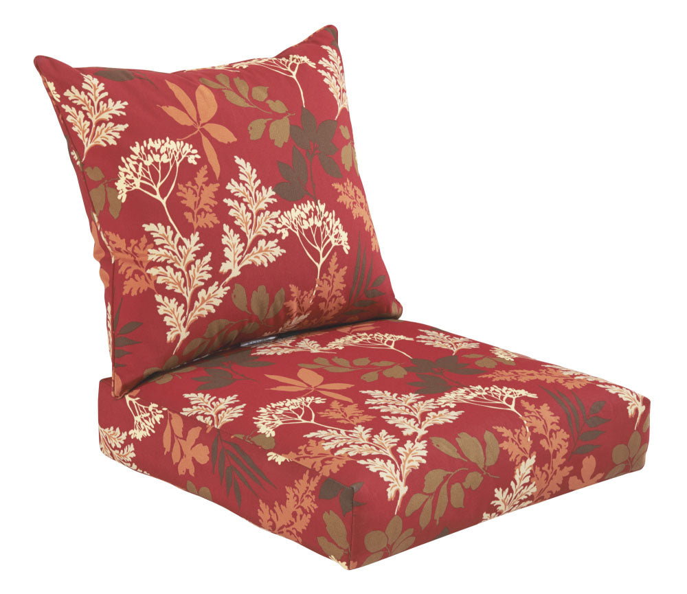 Indoor/Outdoor Deep Seat Chair Cushion Set, 1 Seat Cushion and 1 Back Cushion Red/Brown Floral
