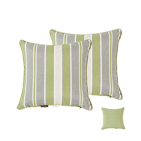 Bossima Green/Grey Striped/Piebald Square Toss Pillow