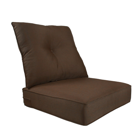 Indoor/Outdoor Deep Seat Chair Cushion Set, 1 Seat Cushion and 1 Back Cushion Olefin Coffee