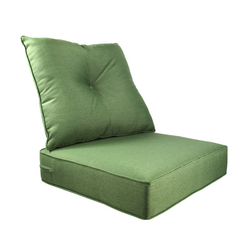 Indoor/Outdoor Deep Seat Chair Cushion Set, 1 Seat Cushion and 1 Back Cushion Olefin Deep Green