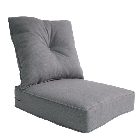 Indoor/Outdoor Deep Seat Chair Cushion Set, 1 Seat Cushion and 1 Back Cushion Olefin Light Grey