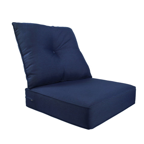 Indoor/Outdoor Deep Seat Chair Cushion Set, 1 Seat Cushion and 1 Back Cushion Olefin Navy Blue