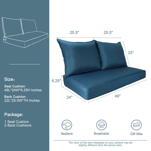 Patio Furniture Cushions Deep Seat Loveseat Cushion Olefin Deep Green