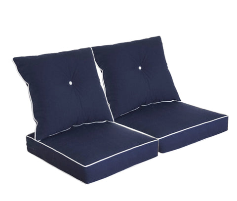 Indoor/Outdoor Deep Seat Chair Cushion  2 Sets, 2 Seat Cushion and 2 Back Cushion Navy Blue