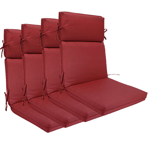 Indoor Outdoor High Back Chair Cushions Set of 4 Olefin Red