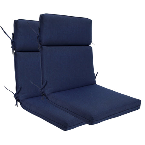 Indoor Outdoor High Back Chair Cushions Set of 2 Olefin Navy Blue