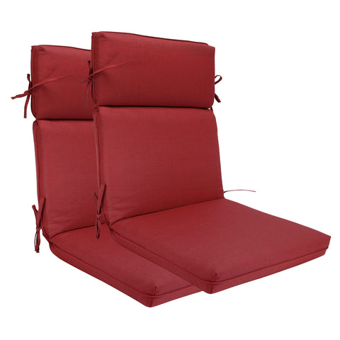 Indoor Outdoor High Back Chair Cushions Set of 2 Olefin Red