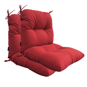 Outdoor Indoor High Back Chair Tufted Cushions Set of 2 Olefin Bright Red
