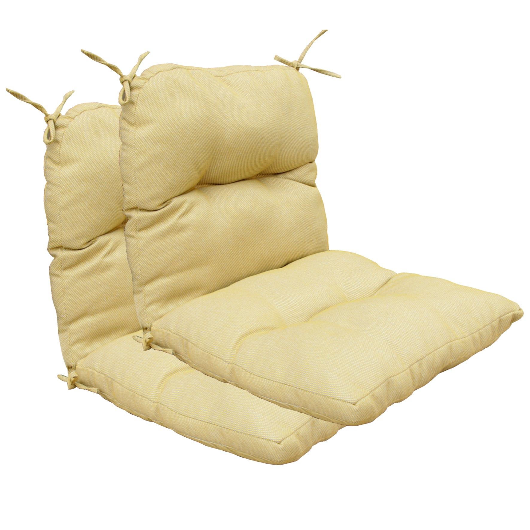 Outdoor Indoor High Back Chair Tufted Cushions Set of 2 Mixed Yellow/Grey