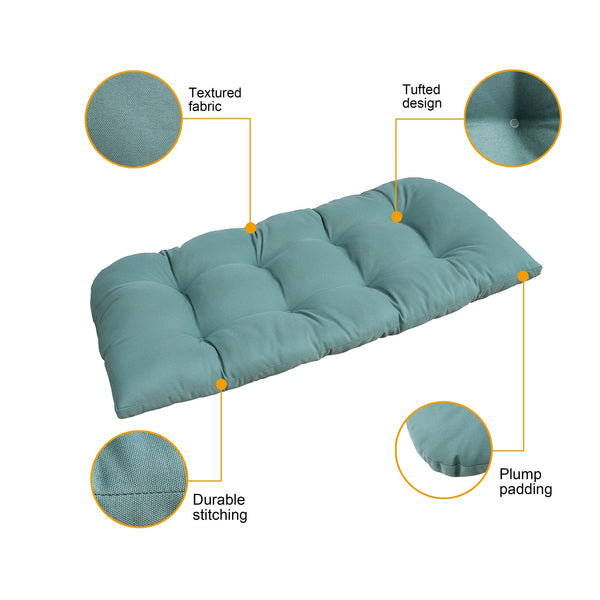 Indoor Outdoor Swing Bench Loveseat Cushion Tufted Patio Seating Cushions Teal Blue