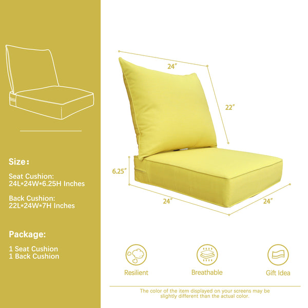 BOSSIMA Outdoor Patio Cushions Deep Seat Chair Cushions Sunbrella Furniture Foam Cushions 24x24, Passage-Poppy