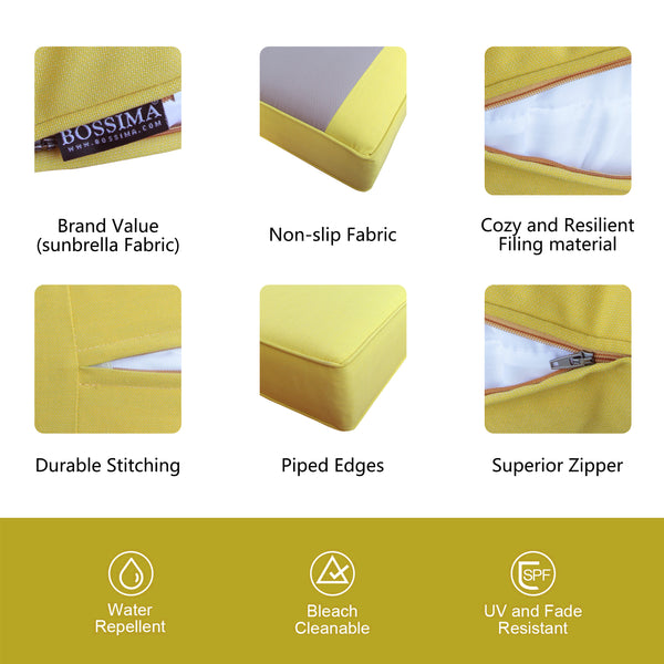 BOSSIMA Outdoor Patio Cushions Deep Seat Chair Cushions Sunbrella Furniture Cushions, Mixed Yellow/Green