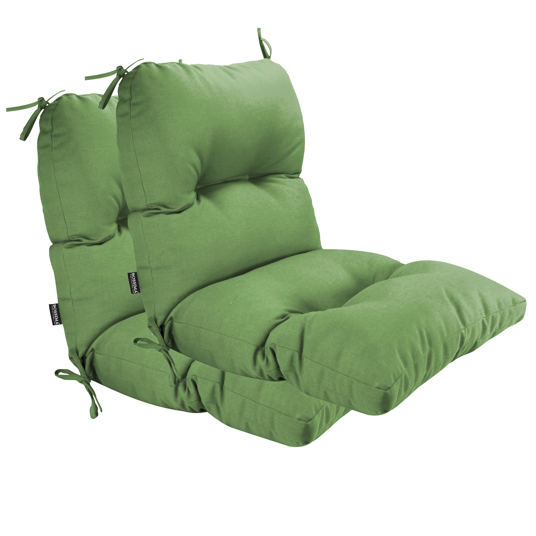 Outdoor Patio High Back Chair Tufted Cushions Set of 2 Deep Green