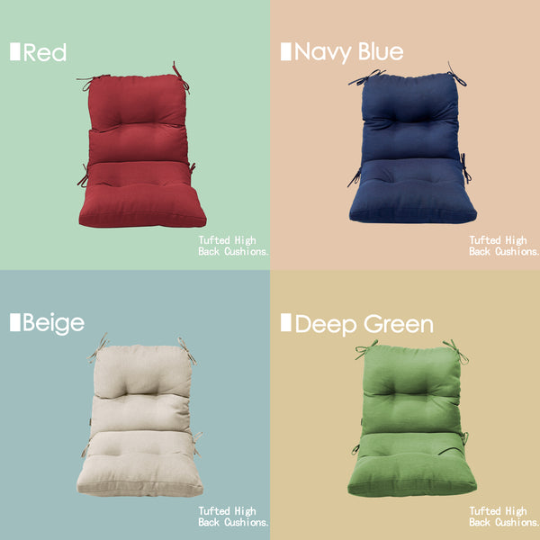 Outdoor Indoor High Back Chair Tufted Cushions Set of 2 Navy Blue
