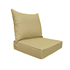 Indoor/Outdoor Deep Seat Chair Cushion Set, 1 Seat Cushion and 1 Back Cushion Olefin Mixed Yellow/Grey