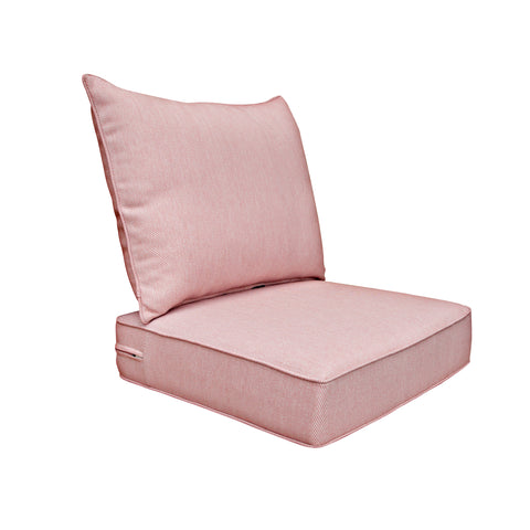 Indoor/Outdoor Deep Seat Chair Cushion Set, 1 Seat Cushion and 1 Back Cushion Olefin Mixed Coral/White