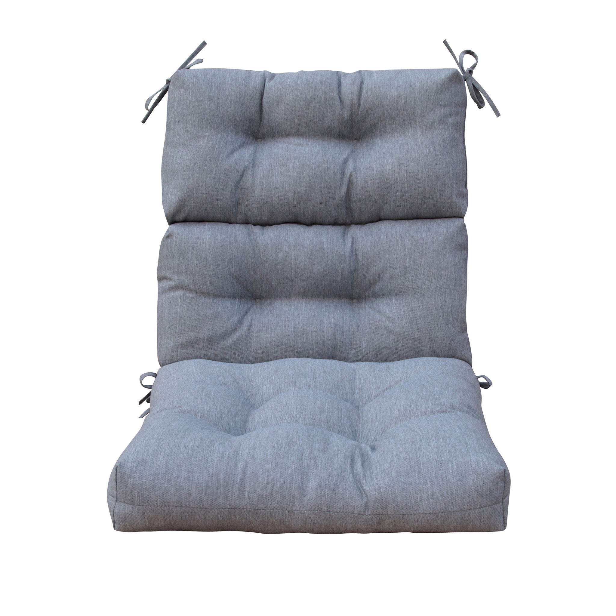 Outdoor Patio High Back Chair Cushions Tufted Square Corner Olefin Light Grey