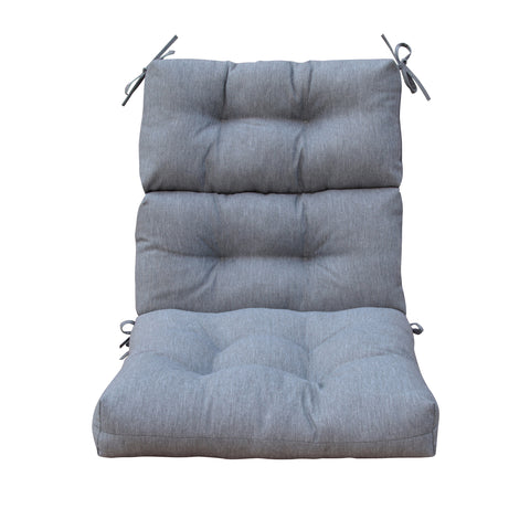 Outdoor Patio High Back Chair Cushions Tufted Square Corner Olefin Light Grey