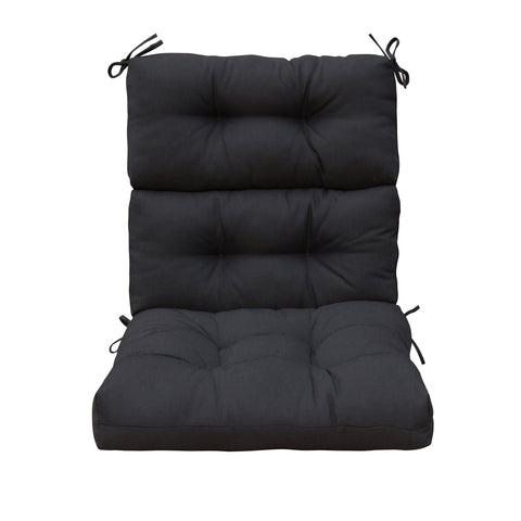 Outdoor Patio High Back Chair Cushions Tufted Square Corner Olefin Black