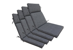 Indoor Outdoor High Back Chair Cushions Set of 4 Slat Grey