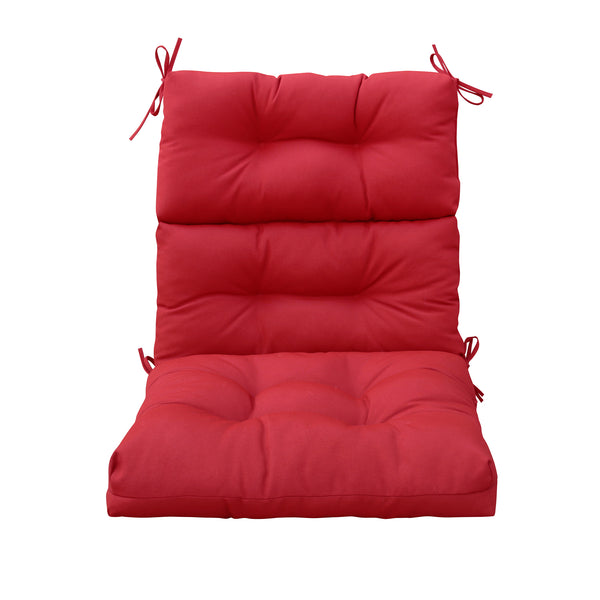 Outdoor Patio High Back Chair Cushions Tufted Square Corner Olefin Bright Red