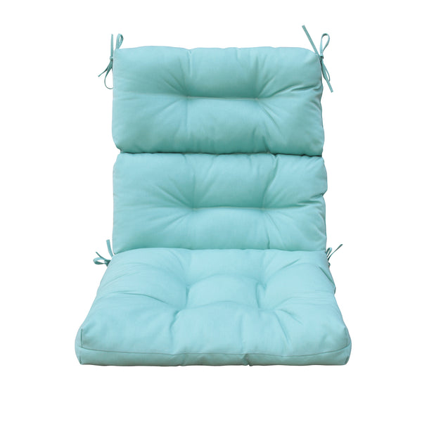 Outdoor Patio High Back Chair Cushions Tufted Square Corner Olefin Light Blue