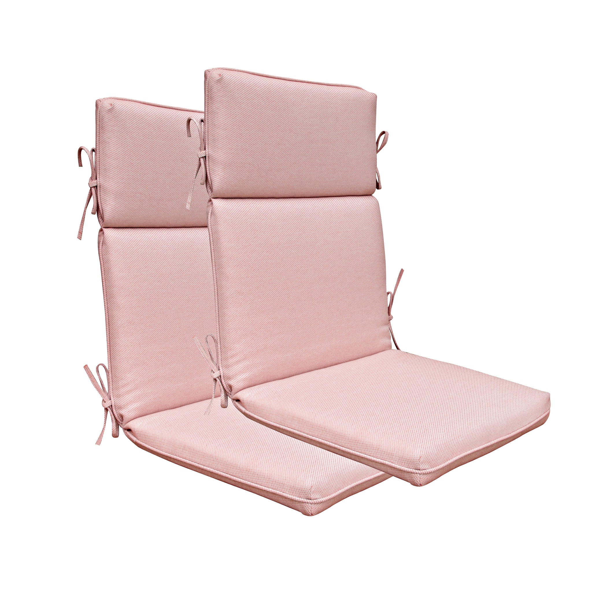 Indoor Outdoor High Back Chair Cushions Set of 2 Olefin Mixed Coral/White