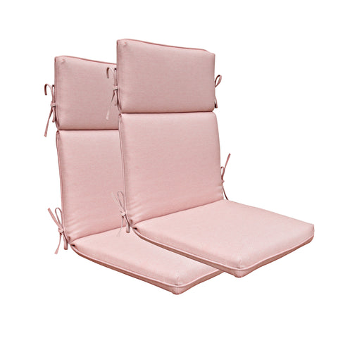 Indoor Outdoor High Back Chair Cushions Set of 2 Olefin Mixed Coral/White