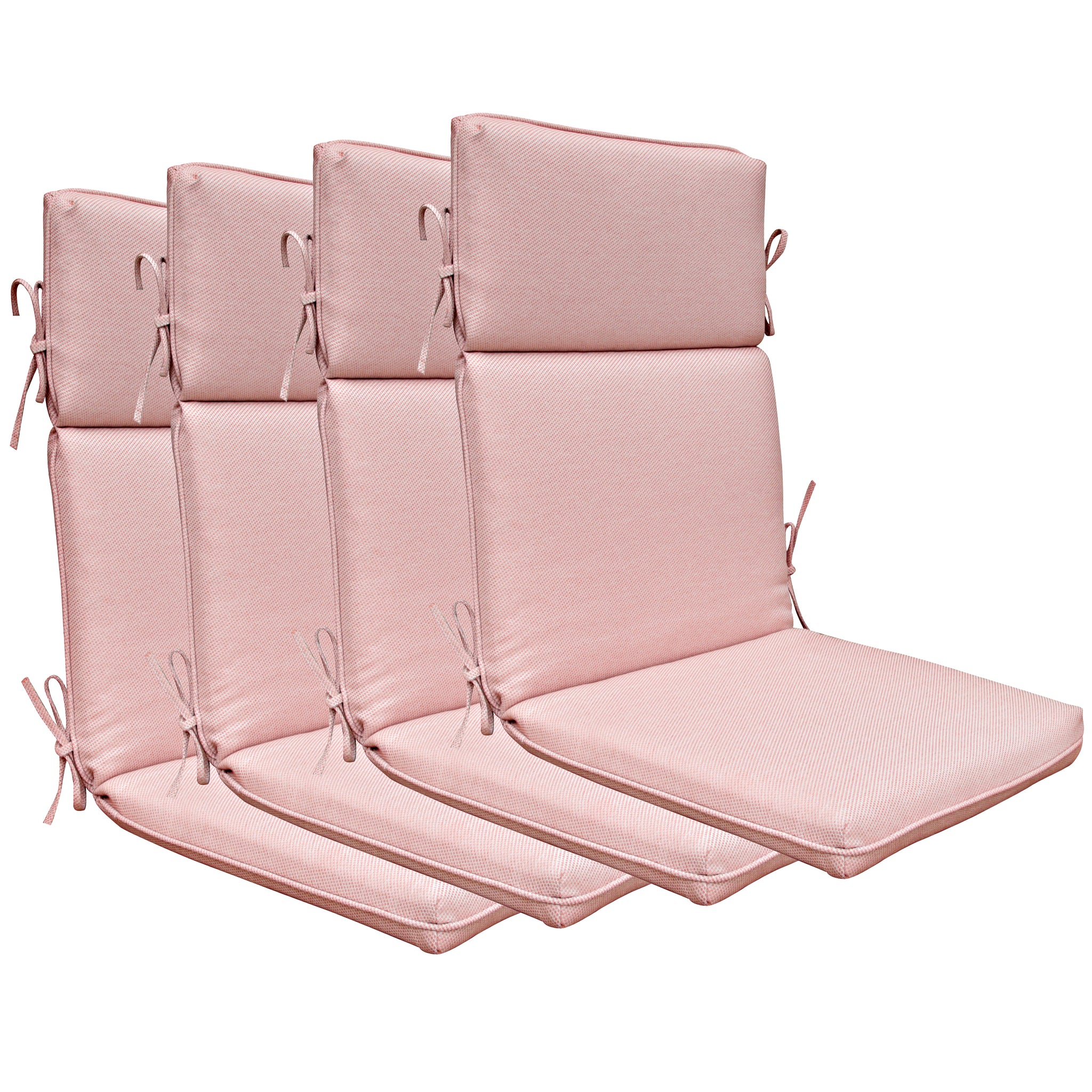 Indoor Outdoor High Back Chair Cushions Set of 4 Mixed Coral/White