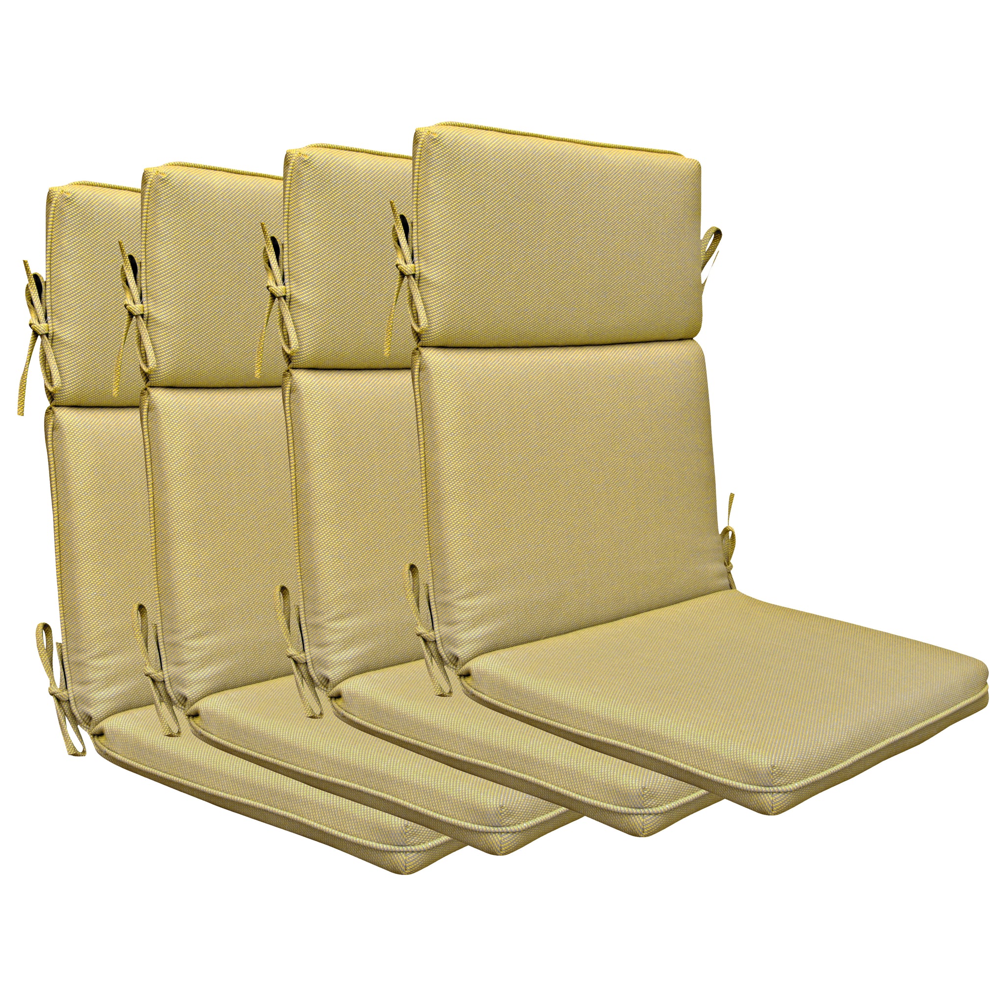 Indoor Outdoor High Back Chair Cushions Set of 4 Olefin Mixed Yellow/Grey