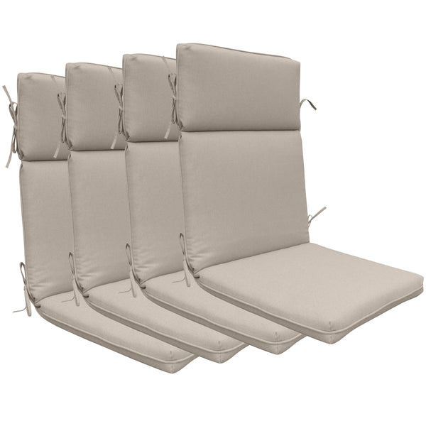 Indoor Outdoor High Back Chair Cushions Set of 4 Oatmeal