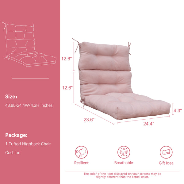 Outdoor Patio High Back Chair Cushions Tufted Square Corner Olefin Taupe