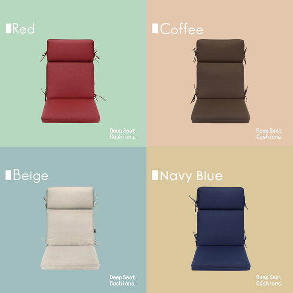 Indoor Outdoor High Back Chair Cushions Set of 2 Olefin Coffee