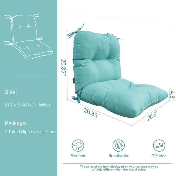 Outdoor Indoor High Back Chair Tufted Cushions Set of 2 Taupe