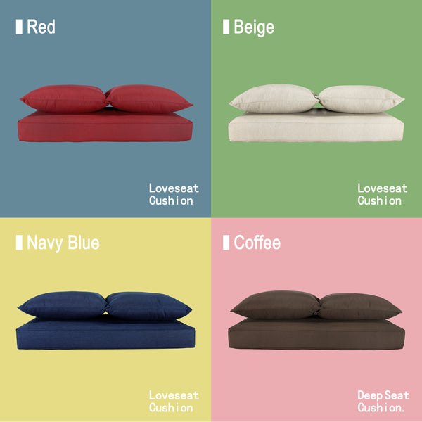 Patio Furniture Cushions Deep Seat Loveseat Cushion Navy/Grey/White/Red Stripe