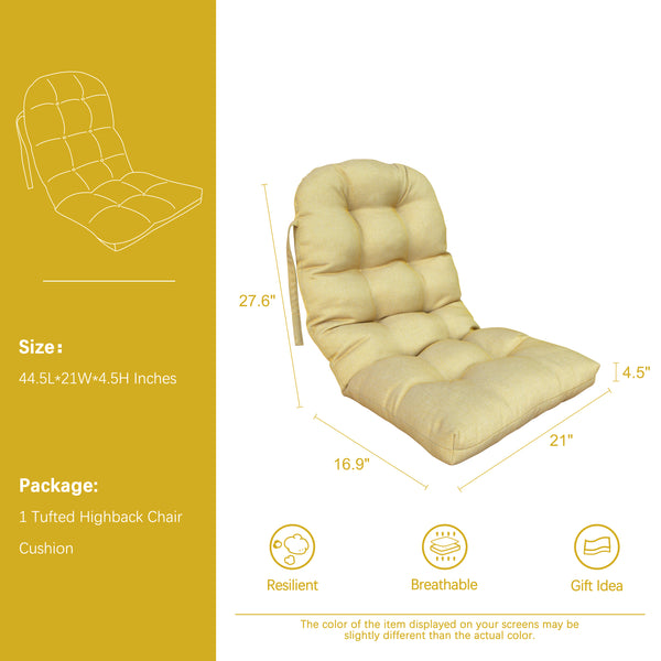 Outdoor Patio Adirondack Chair Cushions Tufted Round Corner (Olefin Mixed Yellow/Grey)