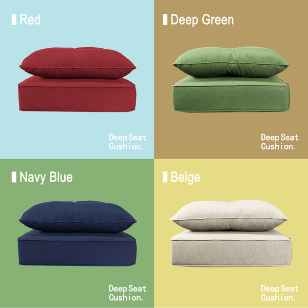 Indoor/Outdoor Deep Seat Chair Cushion Set, 1 Seat Cushion and 1 Back Cushion Olefin Navy Blue