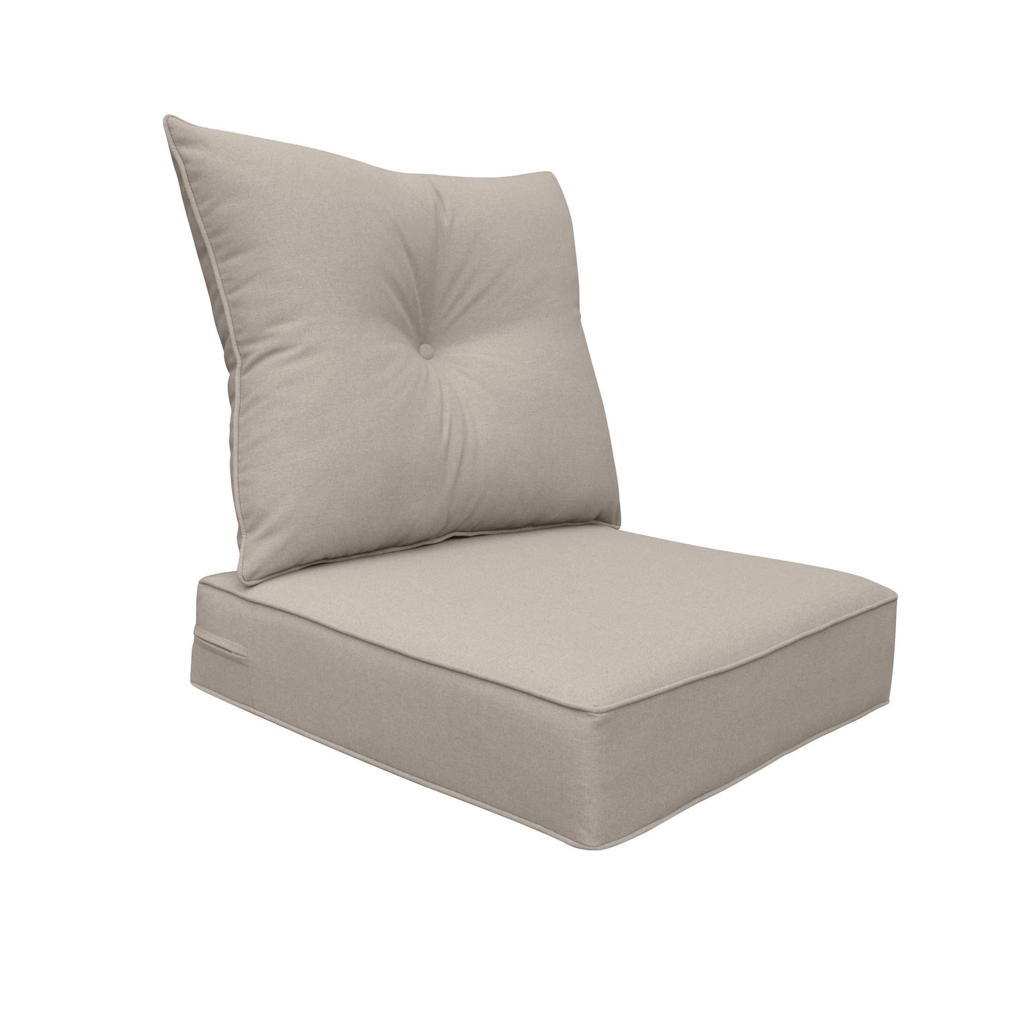 Indoor/Outdoor Deep Seat Chair Cushion Set, 1 Seat Cushion and 1 Back Cushion Oatmeal