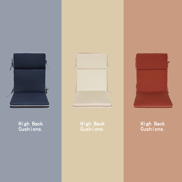 Indoor Outdoor High Back Chair Cushions Set of 2 Light Khaki